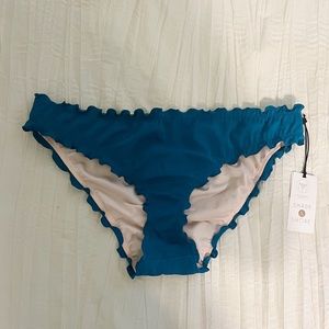 Ruched lettuce edge bikini bottoms